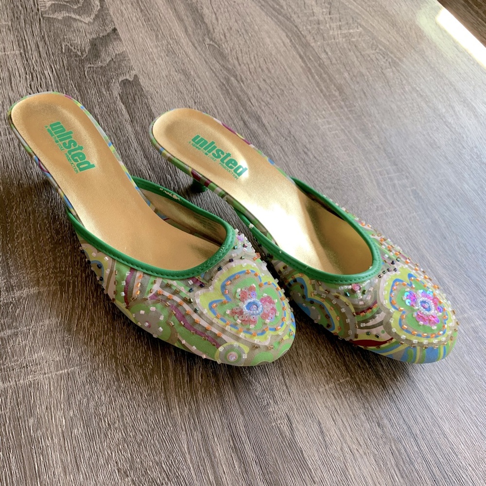 Unlisted Kenneth Cole Beaded Slip-on Heels 8 1/2